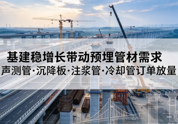 城西基建稳增长带动预埋监测管材需求，声测管、沉降板、注浆管订单持续放量